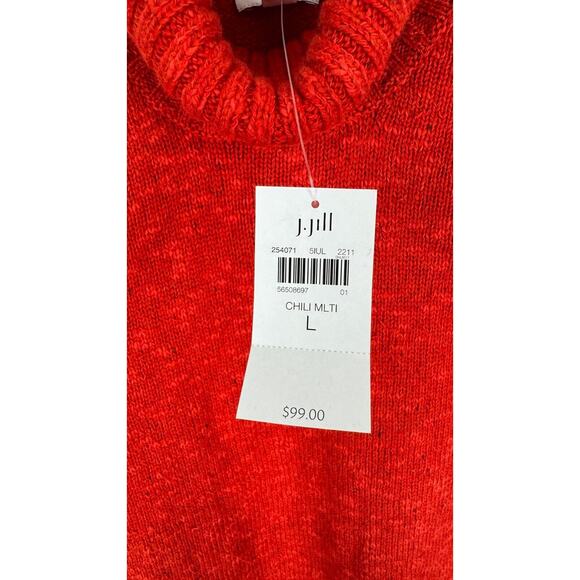 J Jill Womens Cabin Tweed Knit Sweater Turtleneck Chili Multi Red Large NWT - Picture 11 of 15
